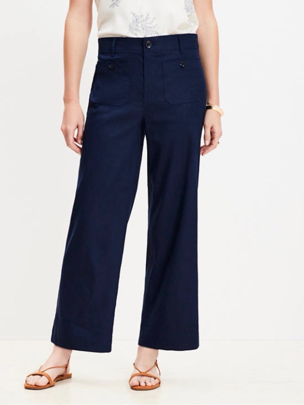 LOFT The Palmer Wide Leg Navy Blue Pants Size 4